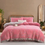 Double Layer Gauze Cotton 4 Pieces Bedding Set, Easy Care Breathable Muslin Sheets That Gets Softer After Washing