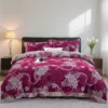 Yarn-Dyed Jacquard All-Cotton Double Gauze 4-Piece Bedding Kit, Dual-Side Usable A-Class Zero Fluorescence Bed Linens with Button Opening