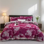Yarn-Dyed Jacquard All-Cotton Double Gauze 4-Piece Bedding Kit, Dual-Side Usable A-Class Zero Fluorescence Bed Linens with Button Opening