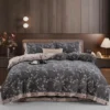 100% Cotton Double Layer Muslin Bedding Set, A-Class Baby Safe 4 Pieces Duvet Cover Sheet Pillowcases, Soft Breathable All Season Bed Linen