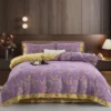 100% Cotton Double Layer Muslin Bedding Set, A-Class Baby Safe 4 Pieces Duvet Cover Sheet Pillowcases, Soft Breathable All Season Bed Linen