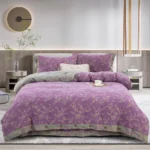100% Cotton Double Gauze 4-Piece Bedding Set – Reversible Yarn-Dyed Floral Jacquard