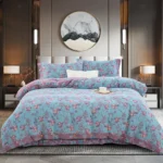 100% Cotton Double Gauze 4-Piece Bedding Set – Reversible Yarn-Dyed Floral Jacquard