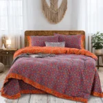 100% Cotton Double Gauze Four‑Piece Bedding Set, A‑Class Safe Yarn‑Dyed Jacquard Reversible Floral Duvet Cover Set