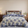 Yarn-Dyed Jacquard All-Cotton Double Gauze 4-Piece Bedding Kit, Dual-Side Usable A-Class Zero Fluorescence Bed Linens with Button Opening