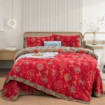 100% Cotton Double Gauze 4-Piece Bedding Set – Reversible Yarn-Dyed Floral Jacquard