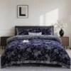 All Season 100% Cotton Double Gauze 4 Piece Bedding Set, A Class Safe Reversible Floral Quilt Cover for King Queen Bed