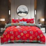 Double Layer Gauze Cotton 4 Pieces Bedding Set, Easy Care Breathable Muslin Sheets That Gets Softer After Washing