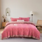 100% Cotton Double Layer Muslin Bedding Set, A-Class Baby Safe 4 Pieces Duvet Cover Sheet Pillowcases, Soft Breathable All Season Bed Linen
