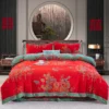 龙凤送喜2 Pure Cotton Double Gauze Duvet Cover – Soft as a Gentle Breeze, Featuring Vintage Chinese Botanical Illustrations, Lightweight & Skin-Friendly